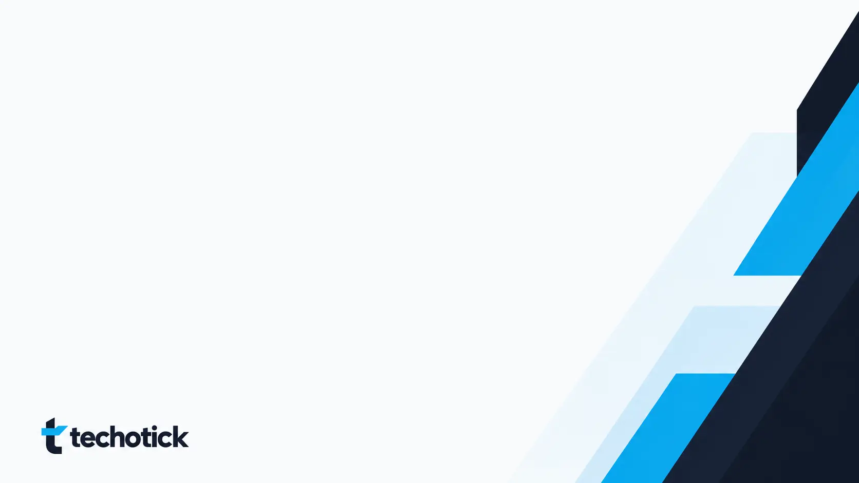 Techotick branding with a cyan geometric t symbol and a dark charcoal wordmark.